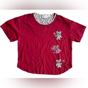 Fashion Bug Y2K Valentine Teddy Bear Graphic Baby Tee Top Size M